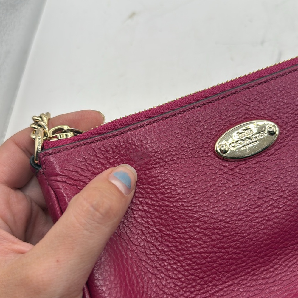 Coach Nolita Shoulder Bag Wristlet Clutch Baguette Purse Pink Pebble Leather - Picture 12 of 16